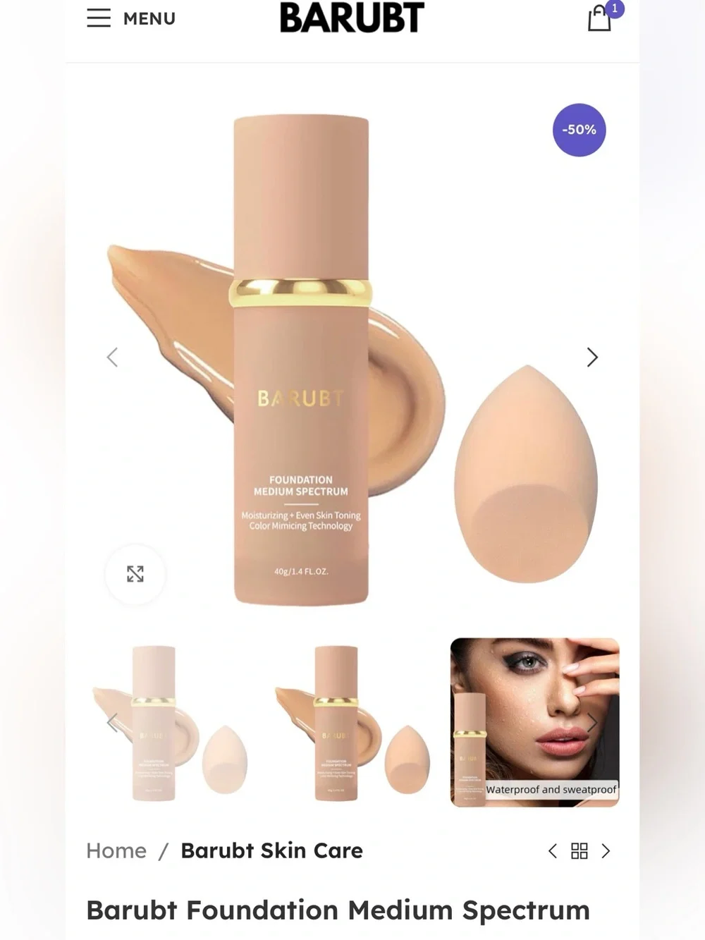 BARUBT 2 Pc Bundle - Ultimate Moisturizing Cream & Color Changing Foundation NEW
